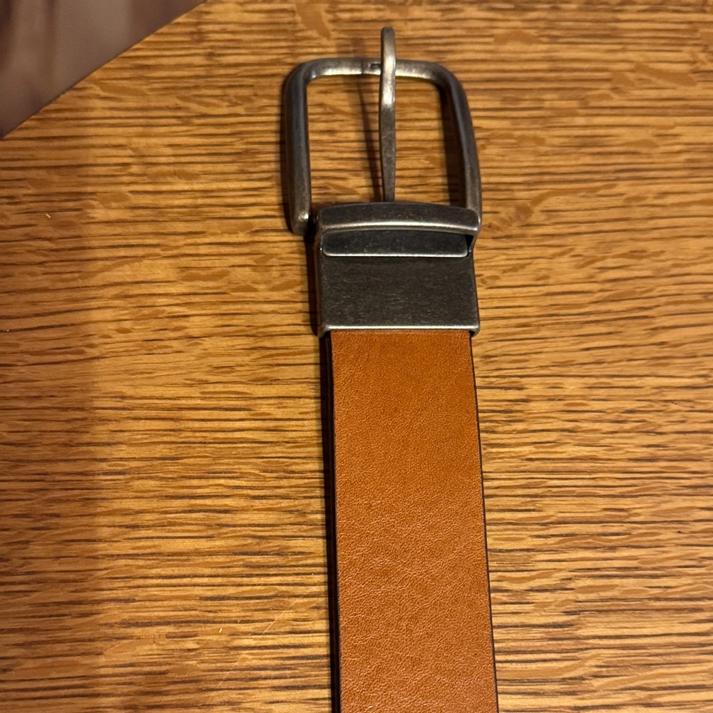 Will Leather Goods Brown Leather Belt with Silver Buckle